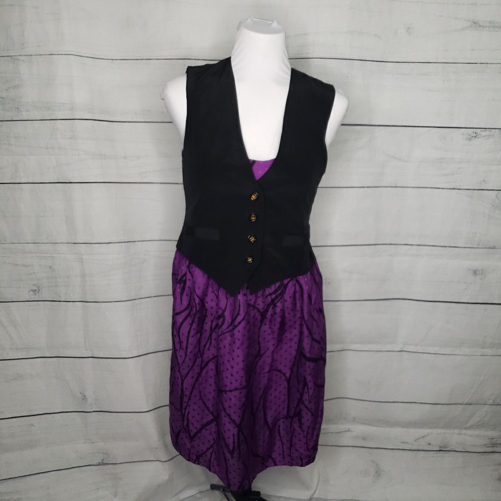Yumi Kim silk dress black purple small